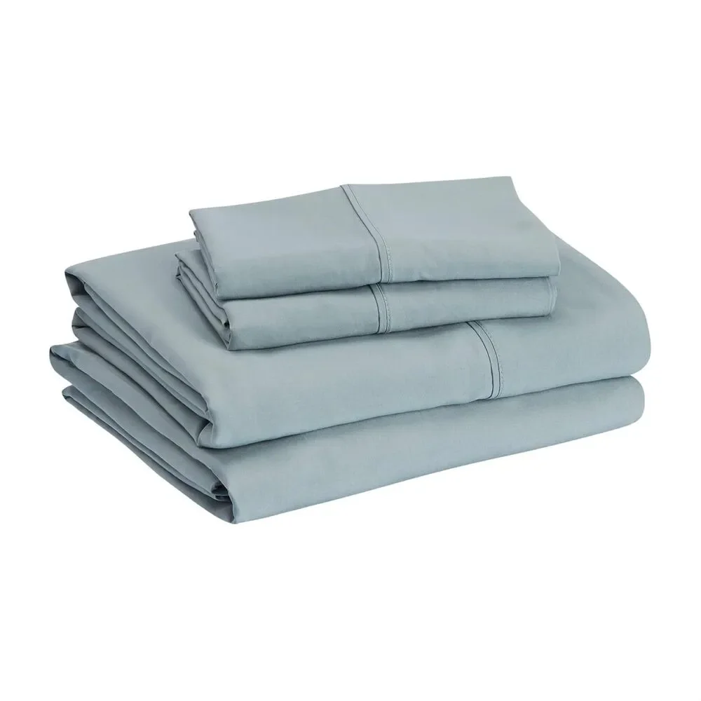 Amazon Basics Microfiber 4-Piece Bed Sheet Set Spa Blue Breathable - Full Size